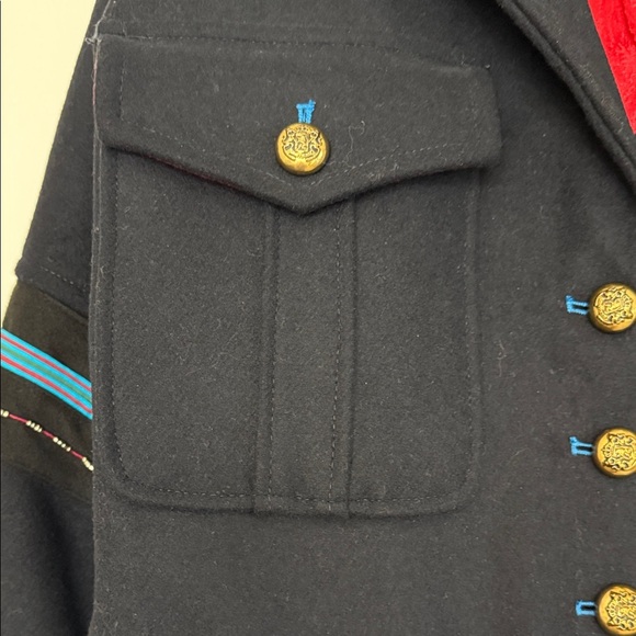 Free People Black Eisenhower Military Jacket Wool Blend w/Faux Fur Accents  Sz M - Picture 7 of 16